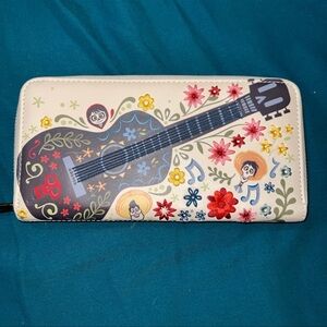 LOUNGEFLY DISNEY PIXAR COCO FLORAL WITH GUITAR WALLET